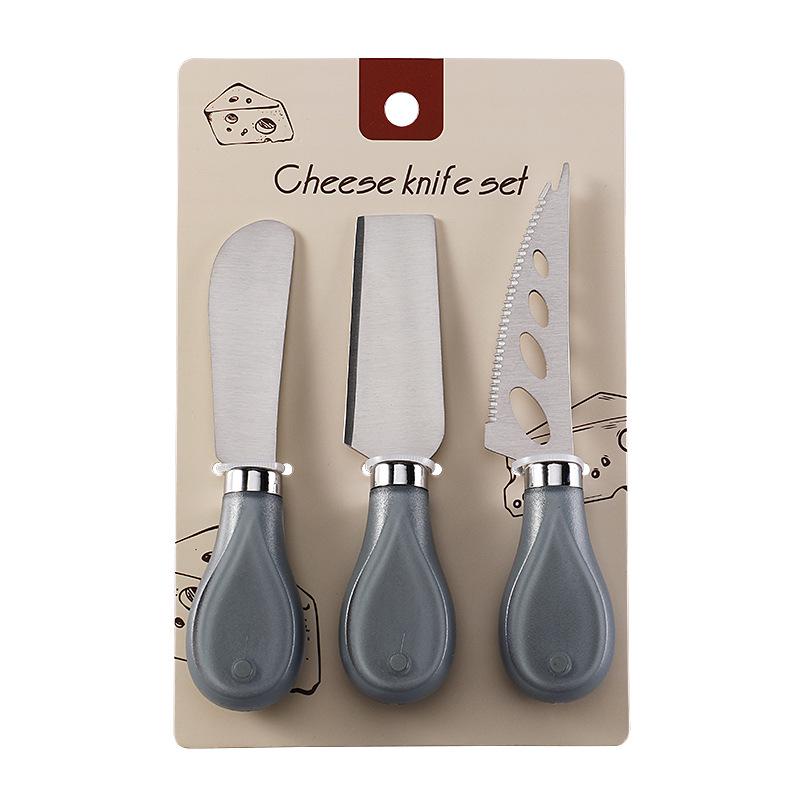 Käsemesser & Gabel Set aus Edelstahl mit Marmeladen-Butterspachtel - 3-teiliges Set