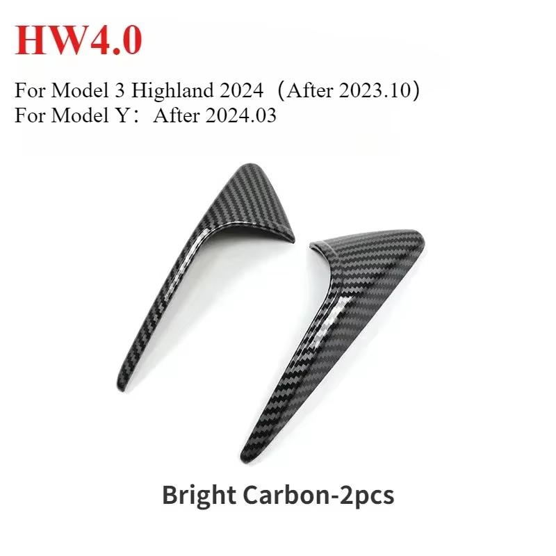 

HW4.0 Side Camera Protector Cover for Tesla Model 3/Y/3 Highland 2025 Turn Signal Fender Trim Carbon Fiber Pattern Car Sticker HW4.0 Bright Carbon