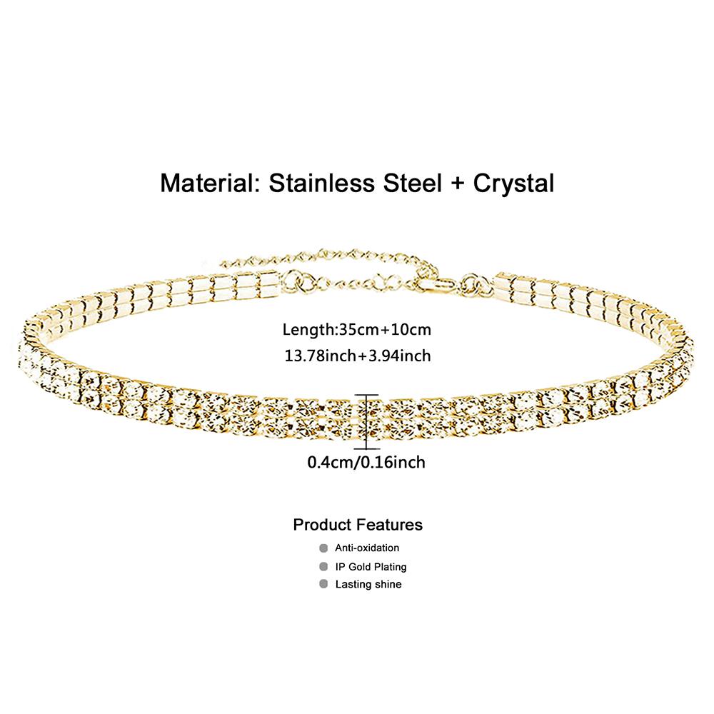 MinaMaMa Minimalista Collana girocollo in acciaio inossidabile e cristallo per donna Squisita catena di strass Collane tennis Gioielli Regali