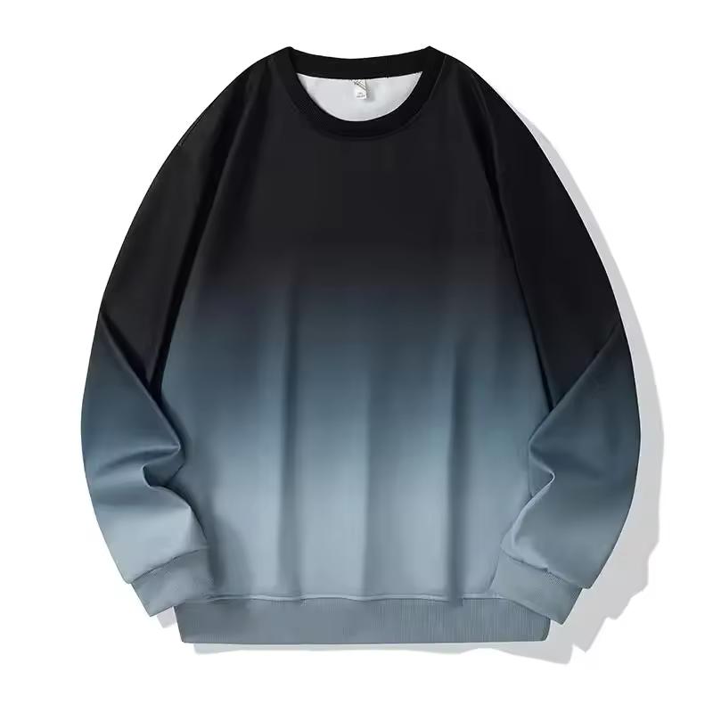 Autumn Plus Size Men Sweatshirt Loose Gradient Pullover Round Collar Leisure Tops Big Size Hoodies Male Clothing