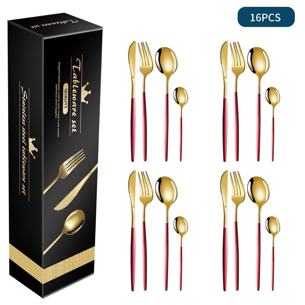 Stainless Steel Cutlery Set: 16/24-Piece Steak Knives, Forks, Spoons In Gift Box