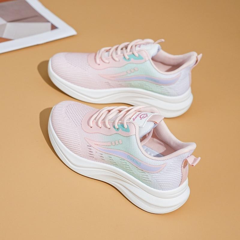 Women's Gradient Knit Sneakers Spring Lightweight Platform Athletic Shoes for Students,Breathable Casual Running Shoes