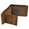 Men's Genuine Leather Trifold Wallet Wowen Natural Leather Zipper Short Purse Card Holder Change Coin Purse Male Clutch Wallets