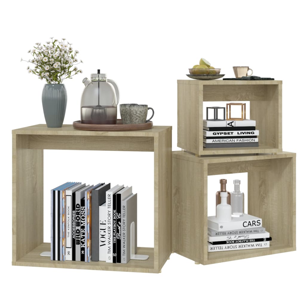 Vidaxl Nesting Tables, 3 Pcs, Sonoma Oak