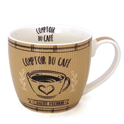 [A0265] - Porcelain Mug 'Comptoir Du Café' Brown - 10x8. 5 Cm (38 Cl)