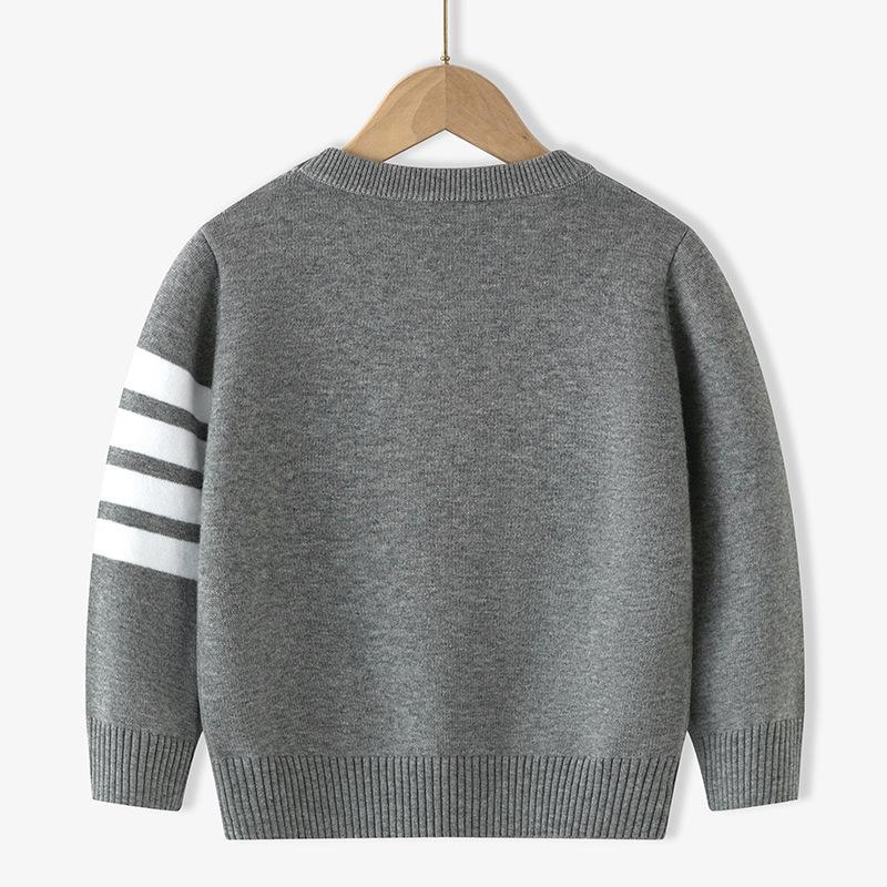 Pure cotton children's sweater boys and girls baby British college style round neck spring and autumn single-layer bottomed knitted sweater