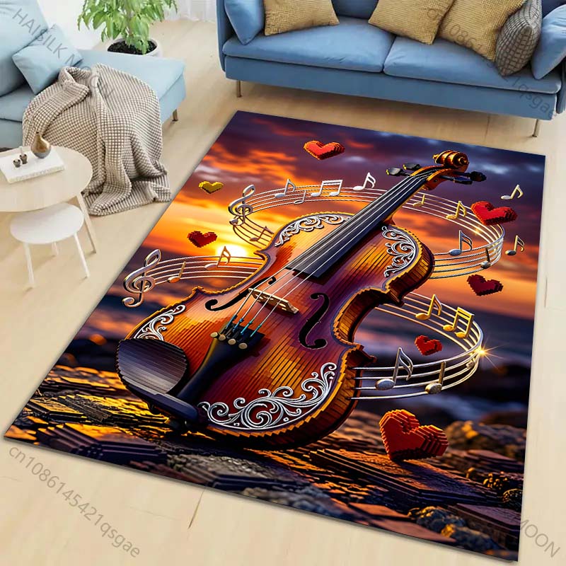 1PC Dream Violin Print Carpet for Living Room Bedroom Sofa Home Decor Rus Non-slip Floor Mat Luxury Gift Multiple Sizes