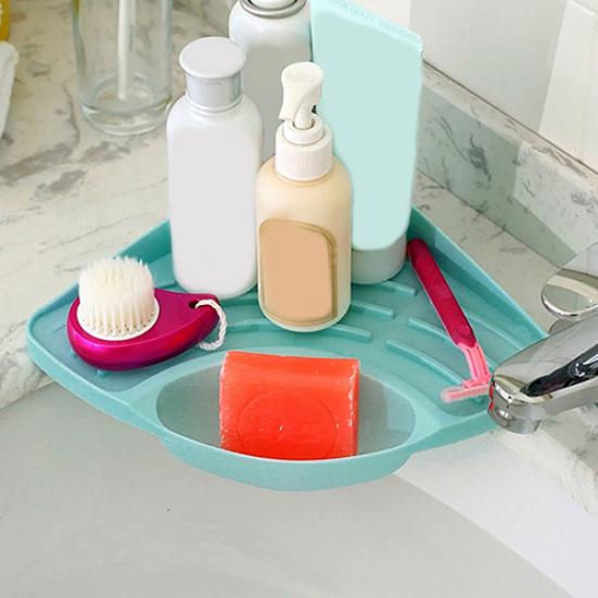 Kitchen Triangle Shelf Sink Dish Drain Rack Bathroom Soap Sponge Holder Storage