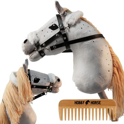Koń Hobby Konik Na Kiju Koń Głowa Konia Biało-Szary + Grzebień [M-Hobbyhorse10]