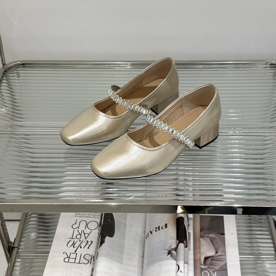 French Rhinestone Mary Jane Single Shoes Women's 2025 New Summer Skirt Evening Shoes Flat-soled Soft-soled Ballet Shoes