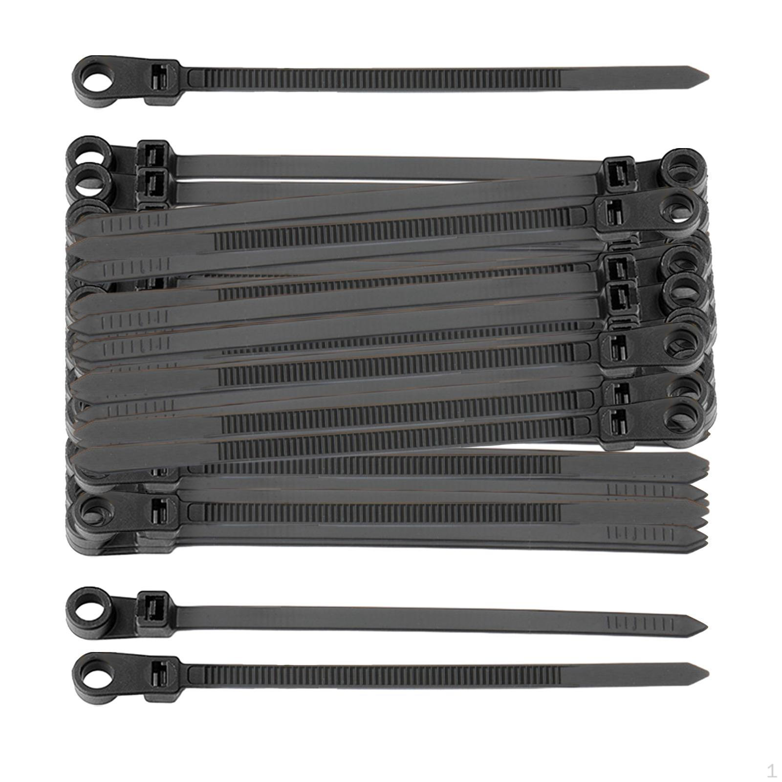 

100 штук нейлонових стяжок, що самозамикаються, з отворами для гвинтів, аксесуари гнучкого чорного кольору для кабелю та