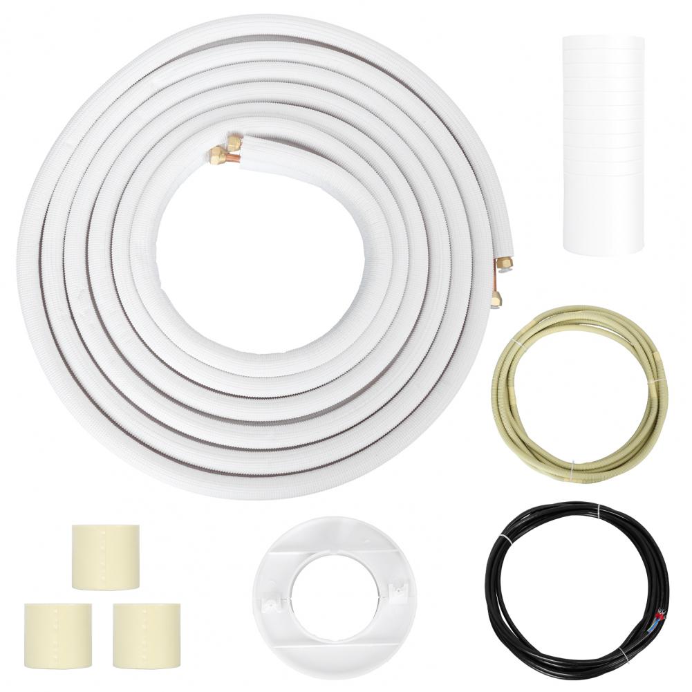25FT Air Conditioner Pair Coil Tube 1/4In 3/8In Insulated Wire Set 1P Air Conditioner Parts Refrigerant Tube For Fixed Frequency