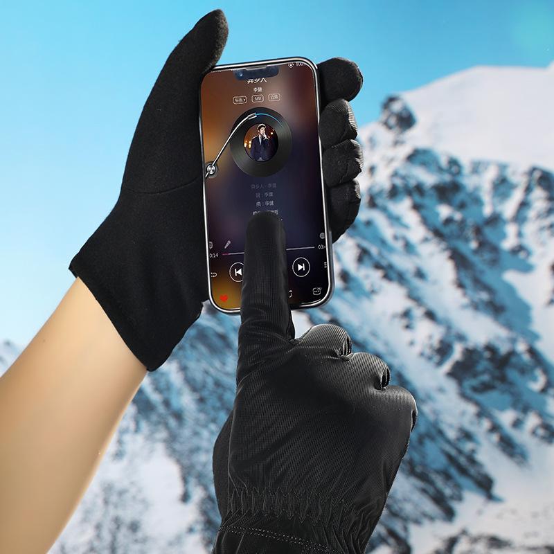 Men's thermal gloves autumn and winter outdoor electric vehicle motorcycle riding cycling fleece windproof and antifreeze gloves Y