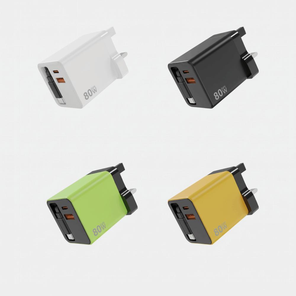 Retractable Cable Fast Charger 80W Power PD Fast Charging Light Indicator USB C Charger  Travel Use