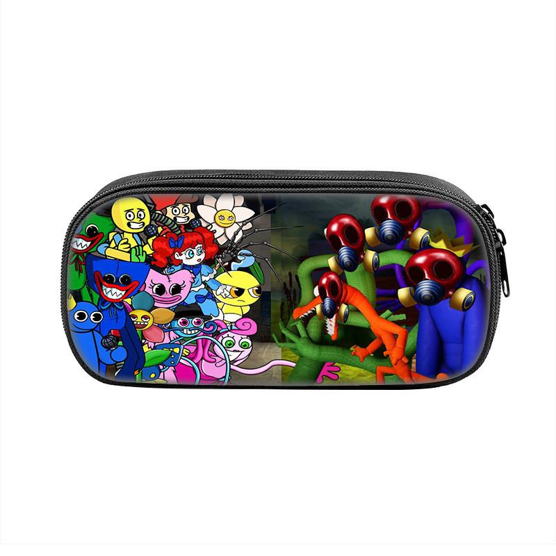 Rainbow Friends Cartoon Pencil Case With Durable Nylon Material Large Capacity School Storage