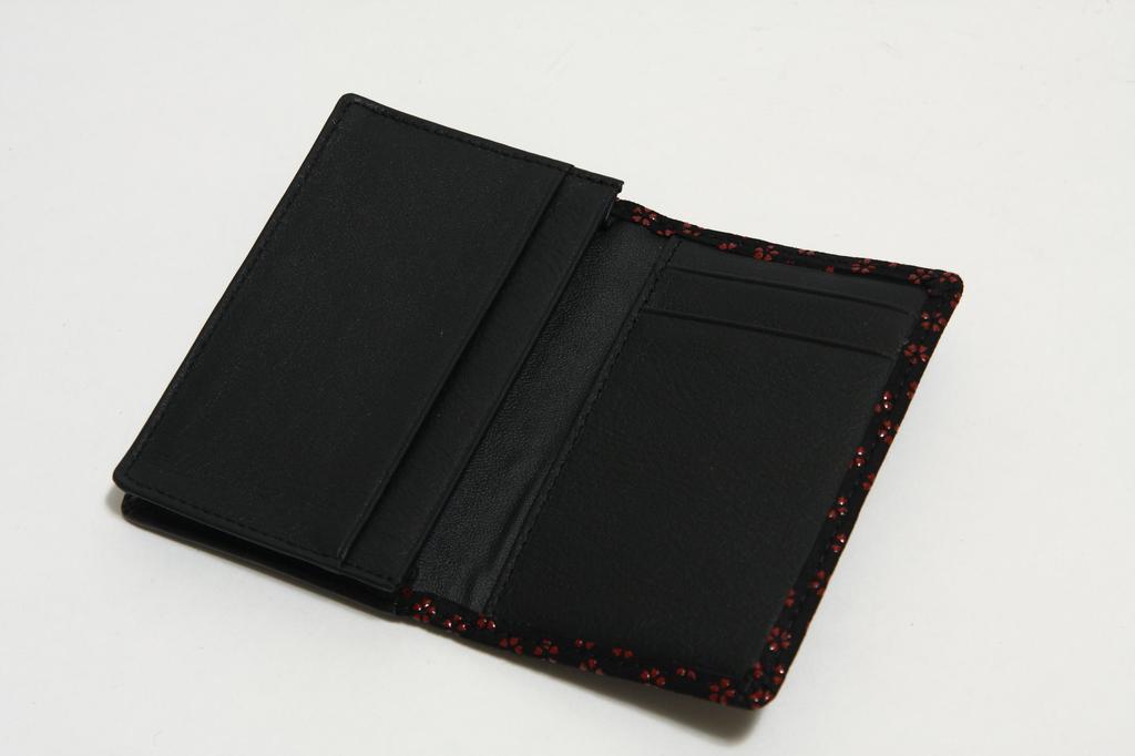 Hasegawa Deerskin Inden Business Card Holder, Unisex, Cherry Blossom Pattern, Red