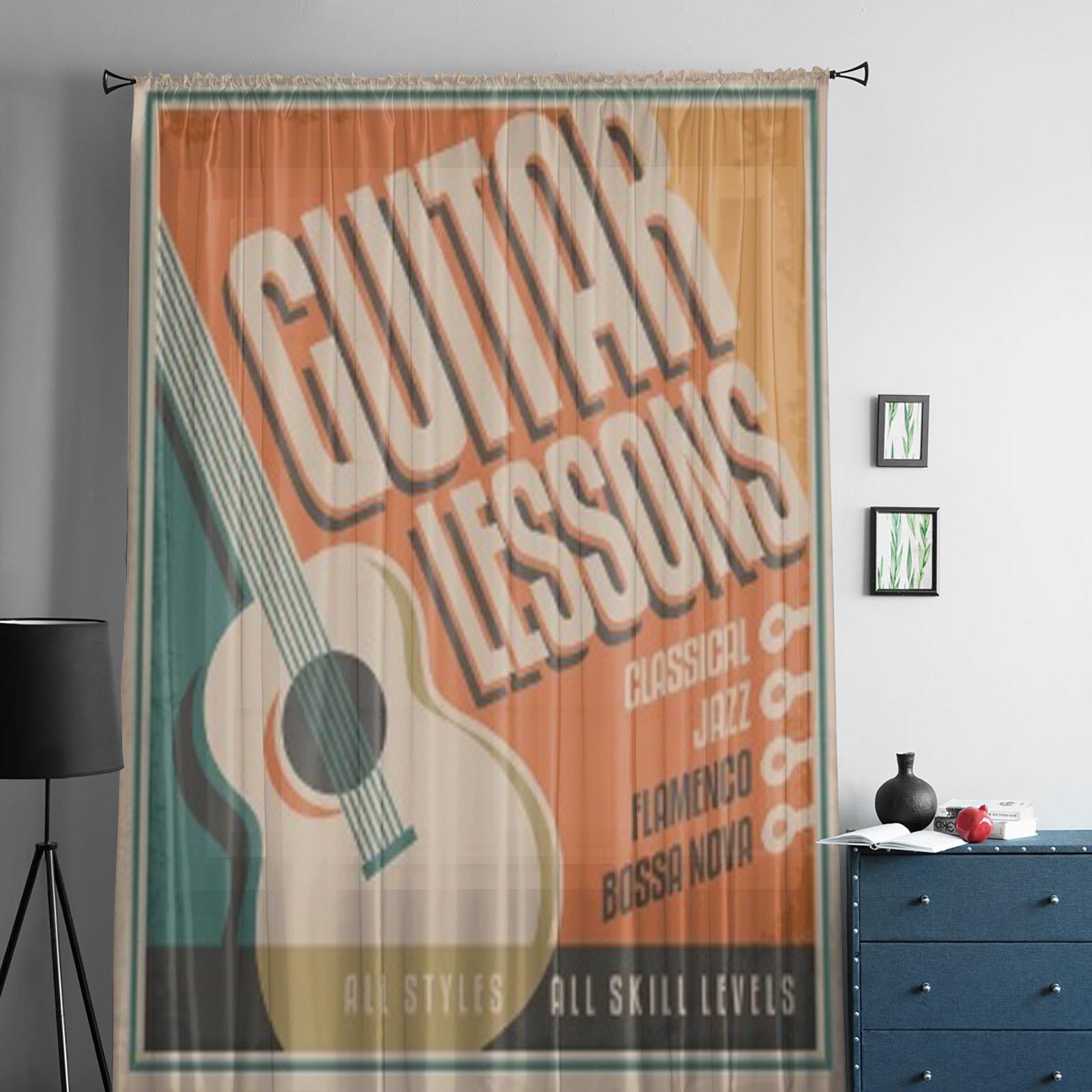 Винтажный дизайн плаката для уроков игры на гитаре — фото 3