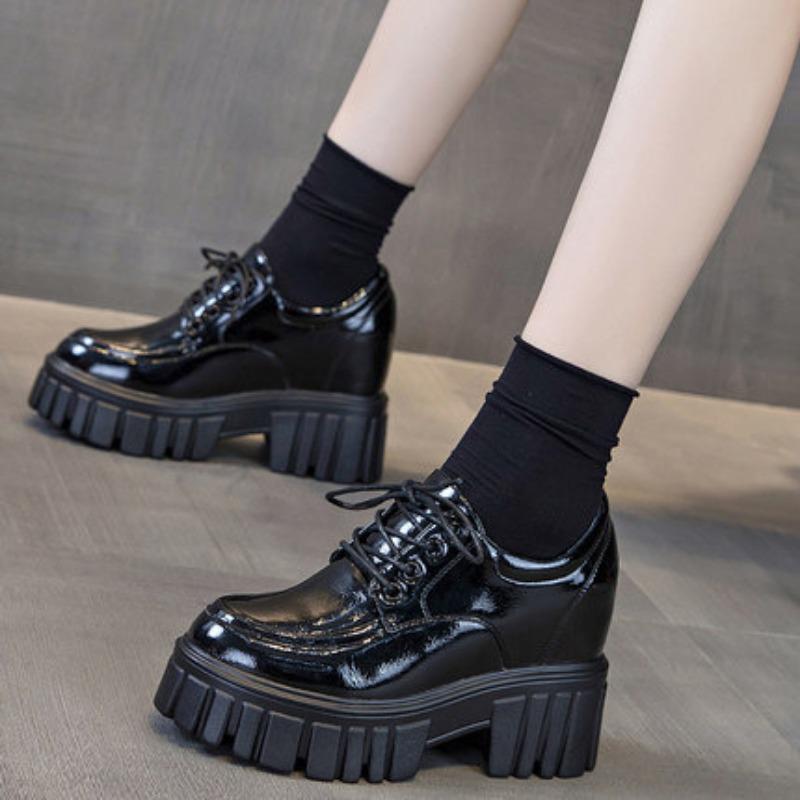 

Осень и зима новая подошва-маффин шнуровка спереди модные однотонные бархатные туфли 39 чёрный