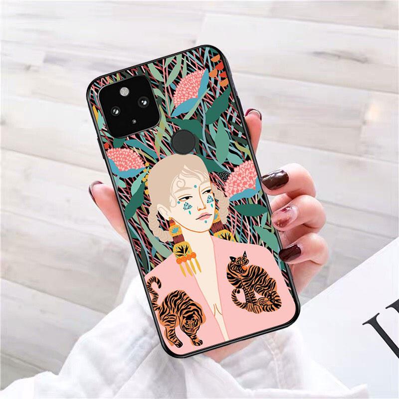 Art jaguar Flower Women Korean Phone Case for Google Pixel 7 Pro 7 6A 6 Pro 5A 4A 3A Pixel 4 XL Pixel 5 6 4 3 XL 3A XL 2 XL