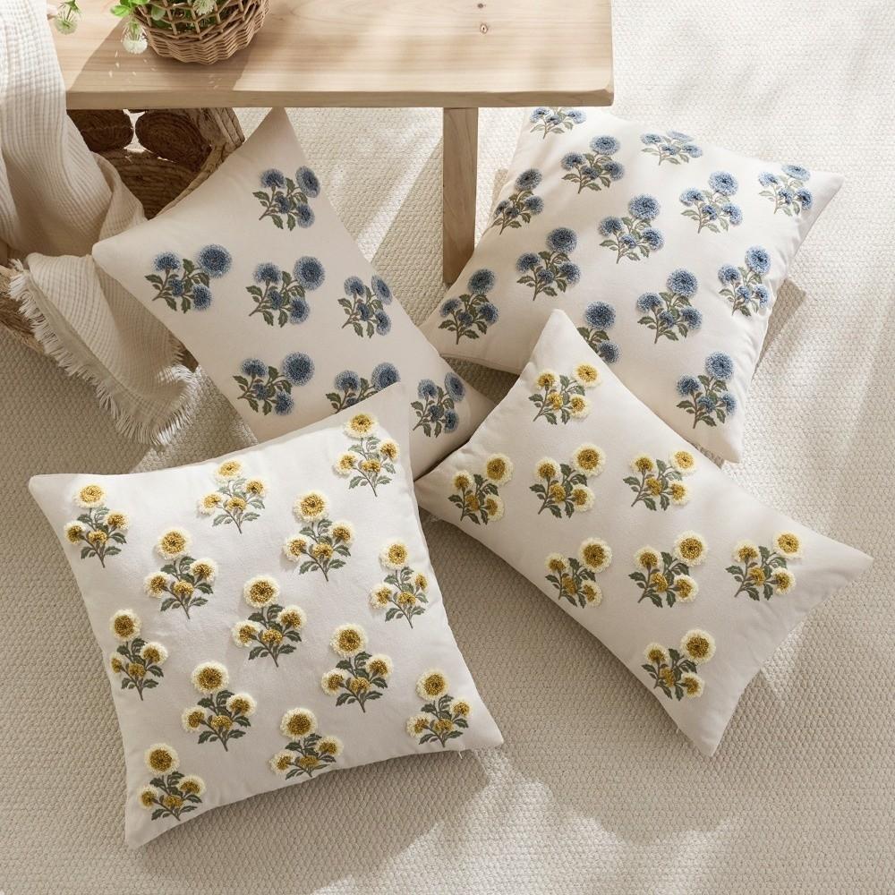 Retro Flowers Cushion Covers Embroidered Decorative Pillowcase Throw Pillow Covers Holiday Party