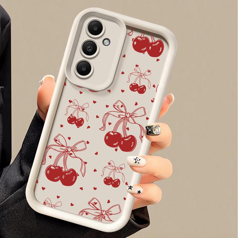 Handyhülle für Samsung Galaxy A55 A52 A33 Hüllen A24 A15 A12 A23 A22 5G A54 A52s A53 A14 funda Abdeckung Cartoon Einfache Kirschfrucht