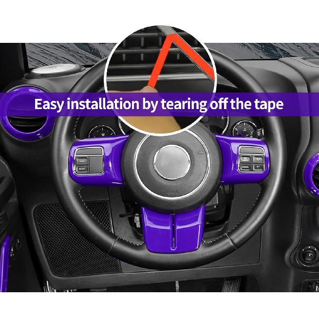 18PCS Full Set Interior Trim Kit For Jeep Wrangler JK JKU 2011-2018 4 Door,Center Console Door Handle Side Outlet Cup Holder Gear Cover Trim (Purple)
