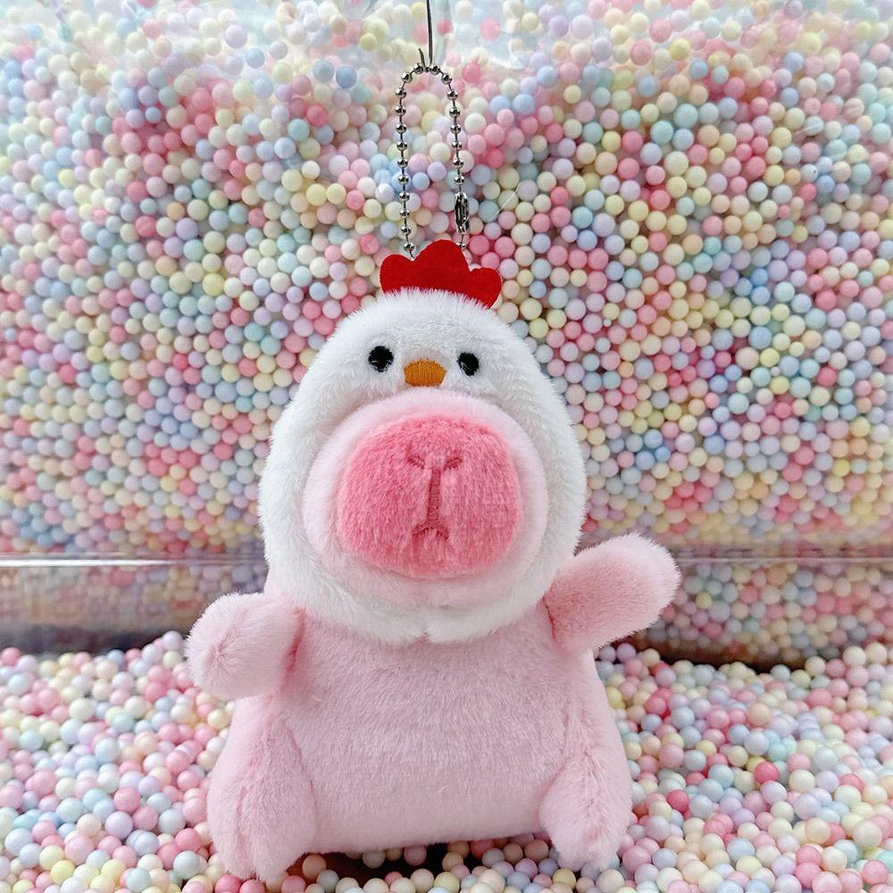 Pink Plush Capybara Doll Cute Cartoon Capybara Doll Kawaii Keychain Pendant Birthday Gift
