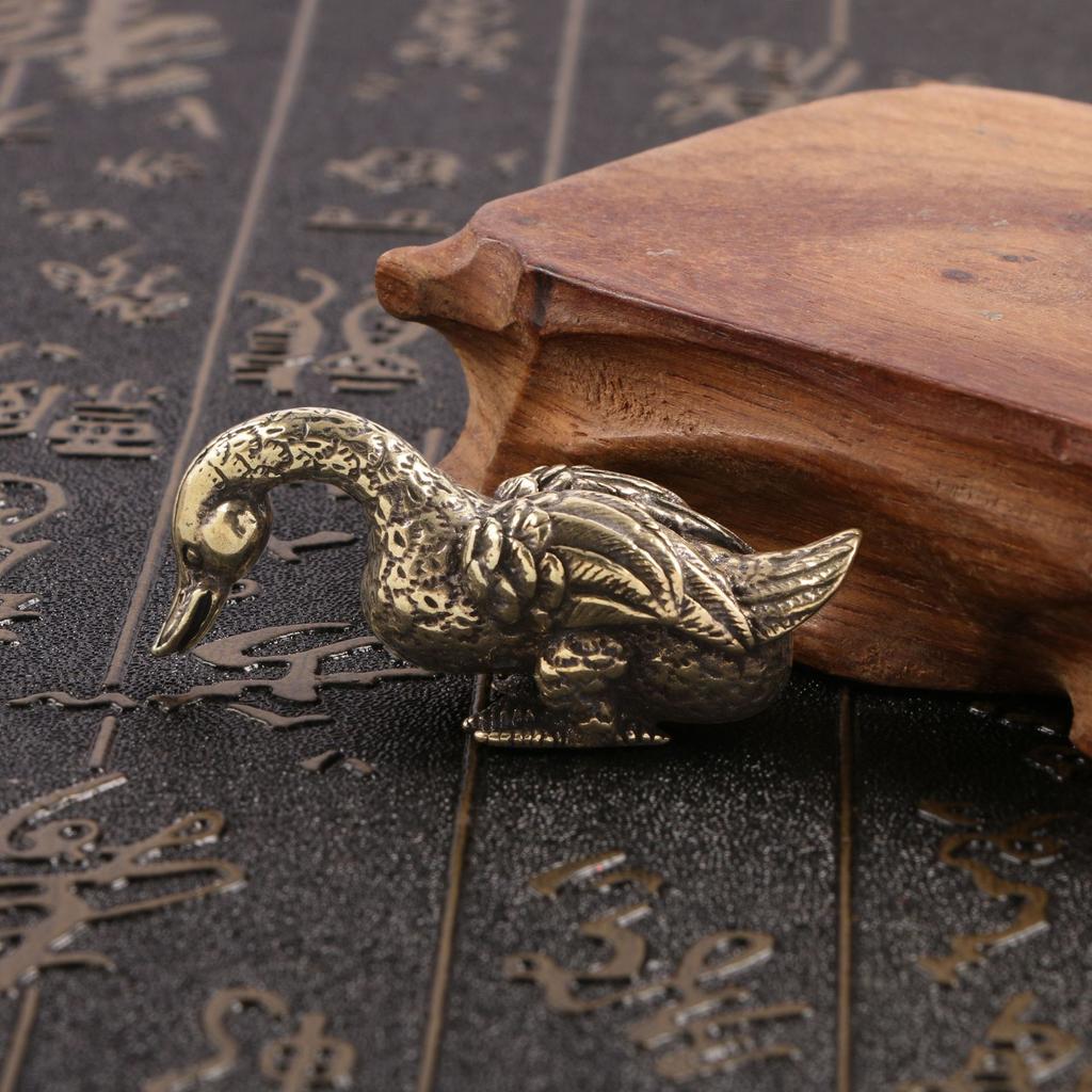 Vintage Copper Small Duck Figurines Ornaments Handmade Brass Animal Crafts Tea Table Pet Home Decor Accessories Desk Decorations