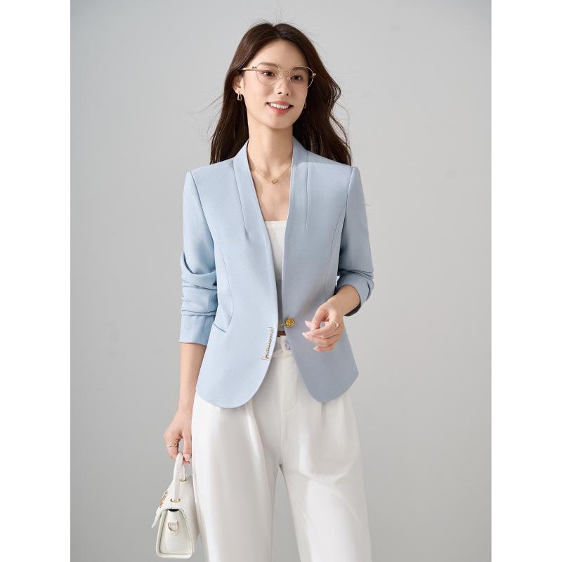 Women's High-End White Petite Long Sleeve Short Jacket for Spring/Autumn