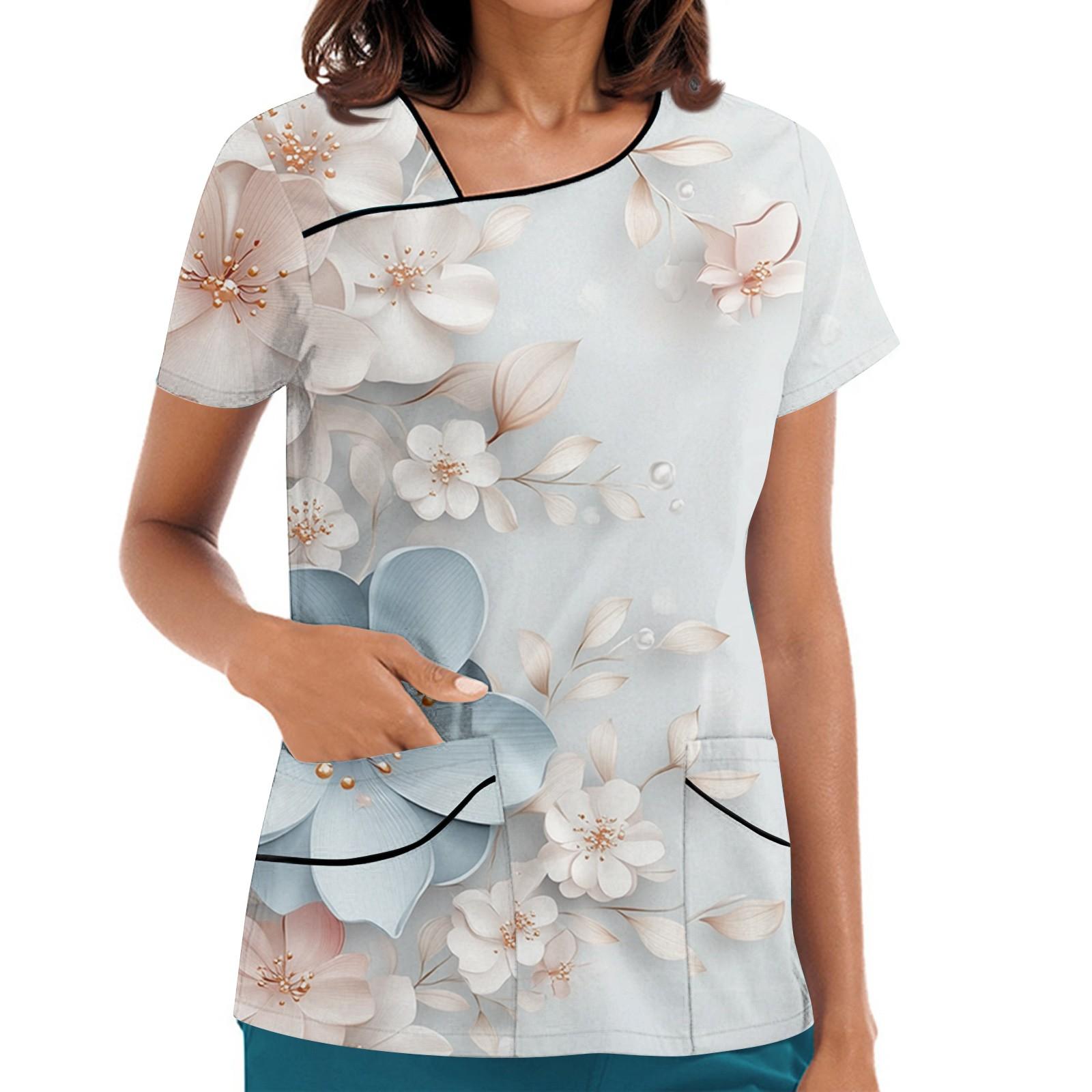 

Женская рабочая одежда с принтом, покатый воротник и двухслойные карманы, базовый верхний пуловер XXXXXL белый