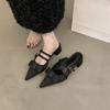 French temperament bag head half slippers outer wear 2025 summer new fairy style bow high heel single shoes women's shoes