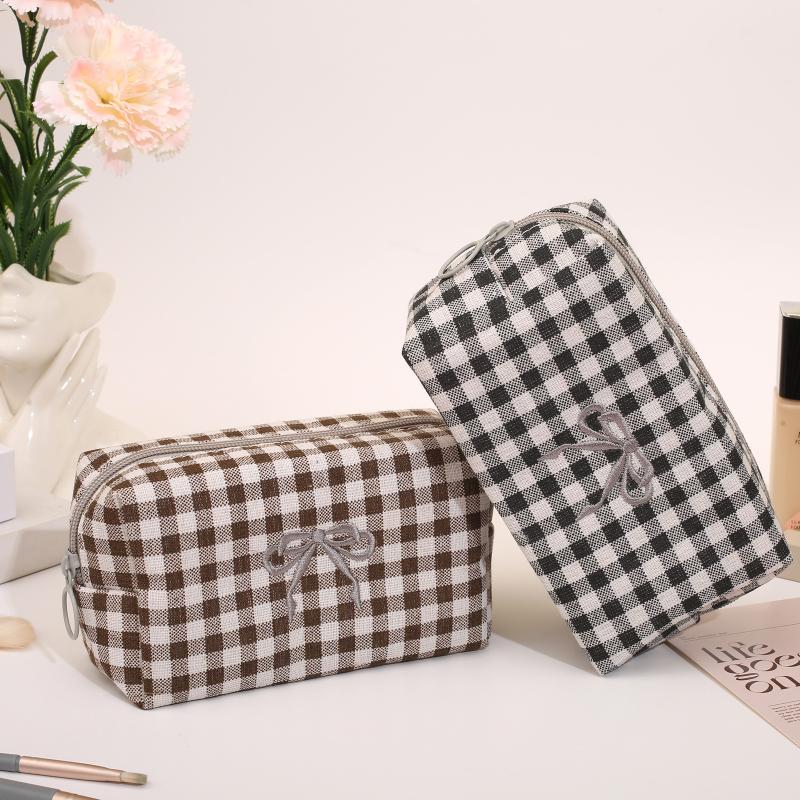 Bow Cosmetic Bag Makeup Bag Portable Travel Makeup Case Cute Pencil Pouch Women Toiletry Bag For Girls Traveling