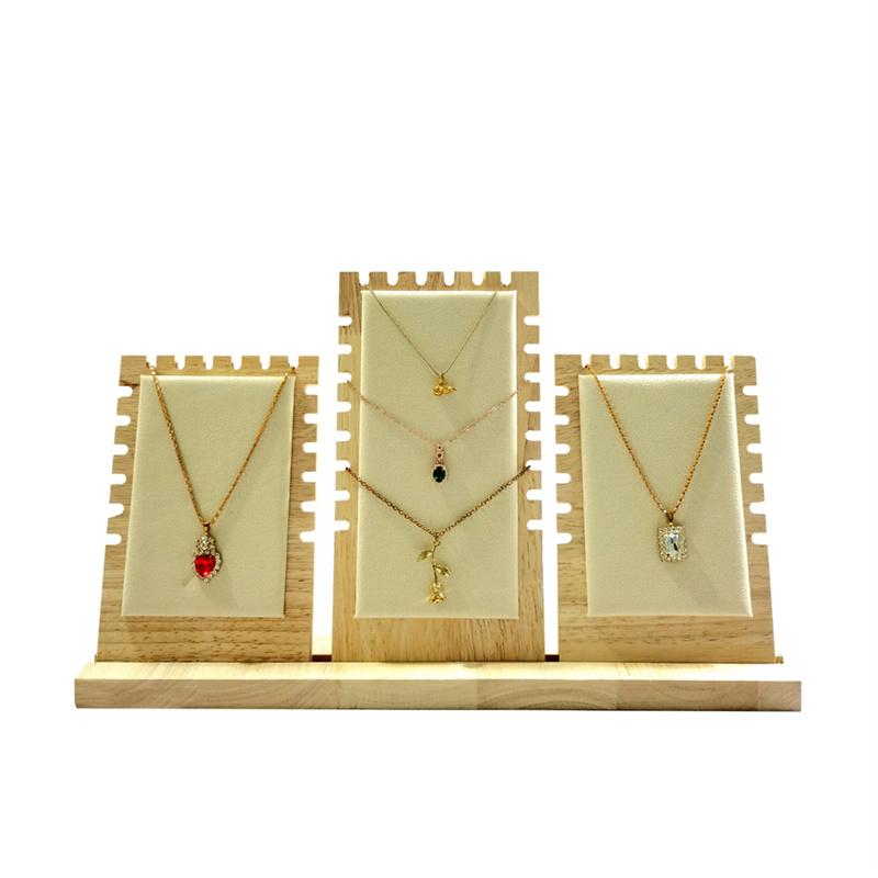 

Высококачественная подставка-дисплей из массива дерева с бархатным или кожаным покрытием, набор из трех частей для демонстрации ожерелий, вмещает несколько ожерелий Set