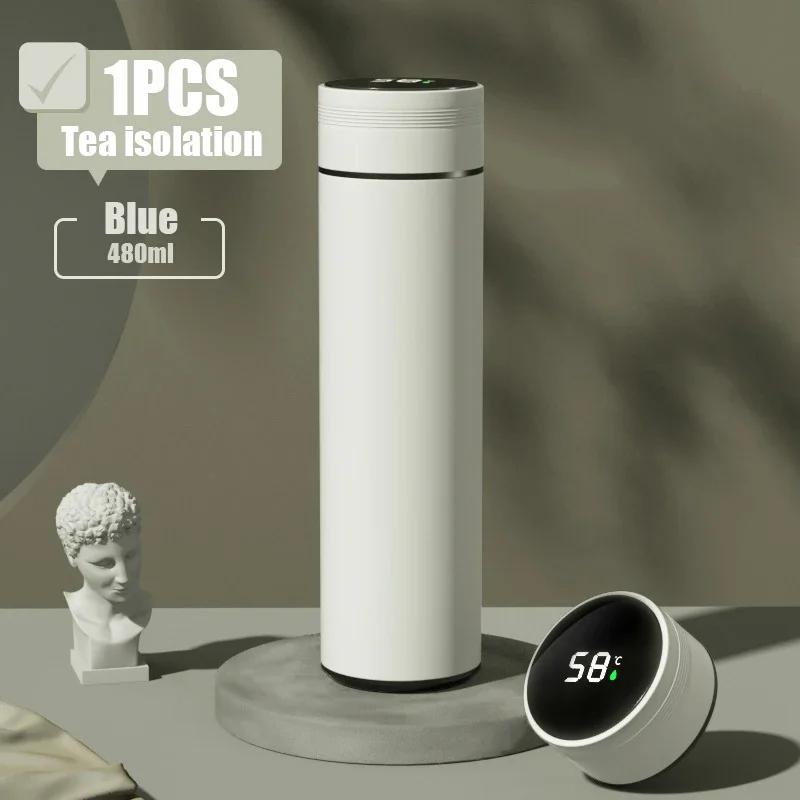480ml chytrá termoska z nerezové oceli 304 s chytrým displejem teploty, vodotěsná, dvoustěnná vakuová termoska
