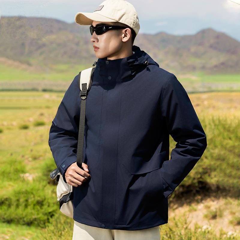 Three-in-One Detachable Windproof Goose Down Jacket: Cold-Resistant, Water-Repellent Outer, Warm Inner Layer for Couples