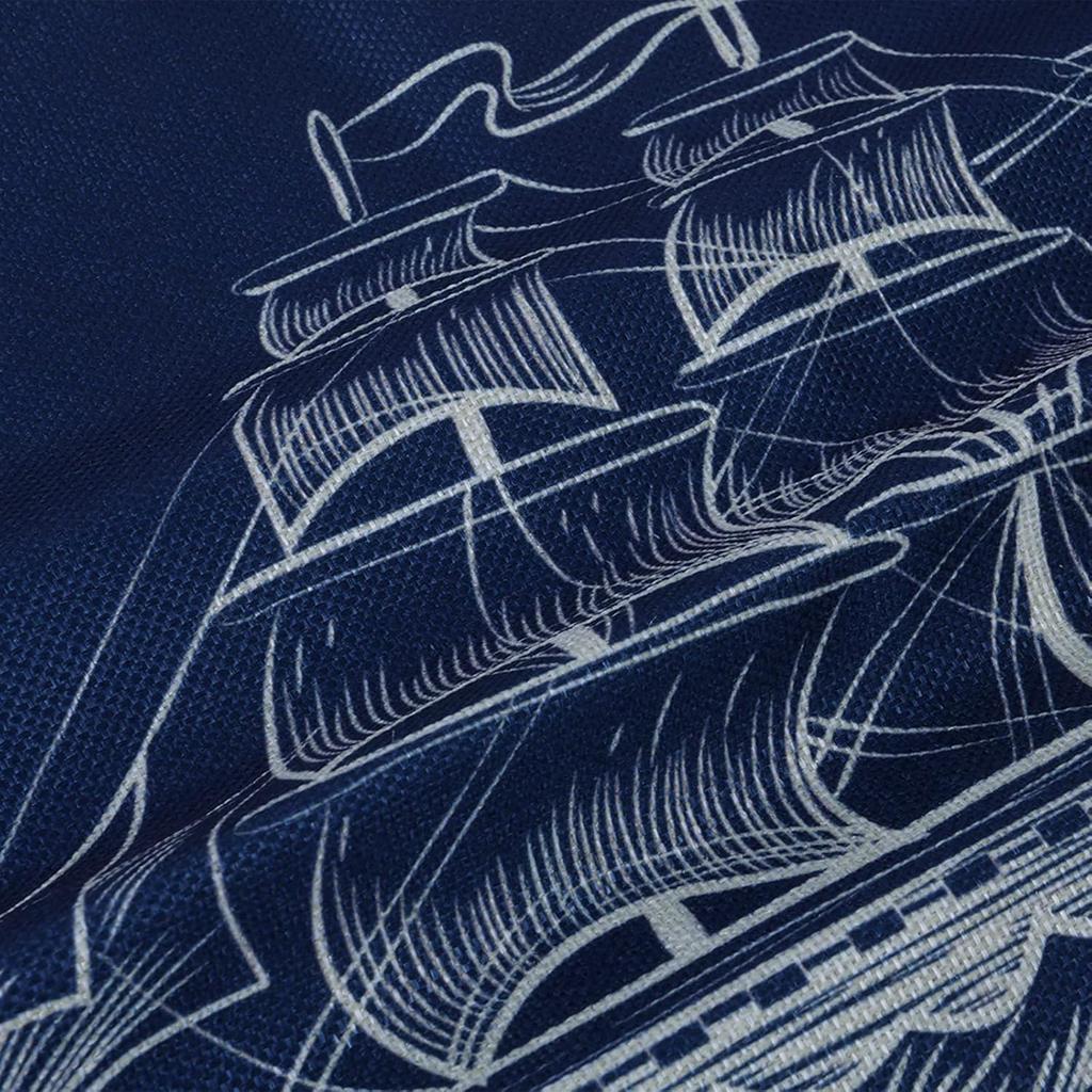 Bonhause Nautical Navy Blue Pillow Covers 18x18 Set of 4 Anchor Lighthouse Sailboat Compass Decorative Pillow Cases Linen Cushion Covers for Sofa