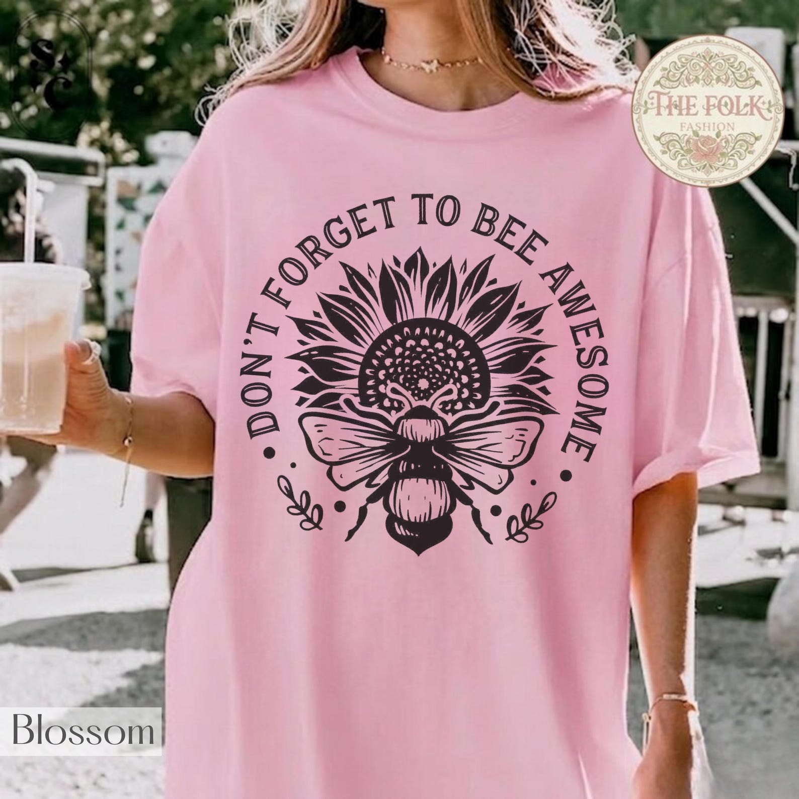 Don t Forget To Bee Awesome Shirt, Cute Honeybee Sunflower Tee, Vintage Cottagecore Flower T-shirt, Comfort Colors Shirt, Bee Floral Shirt S