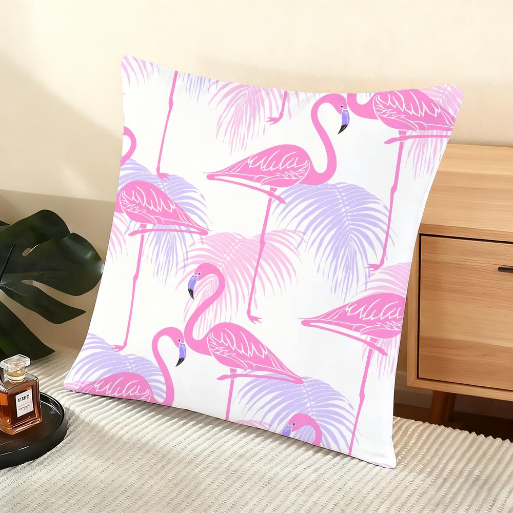 Cool Flamingo Cushion Cover Soft Short Plush Pillow Cover Smooth Cozy Texture Aesthetic Cushion Case Home Decor