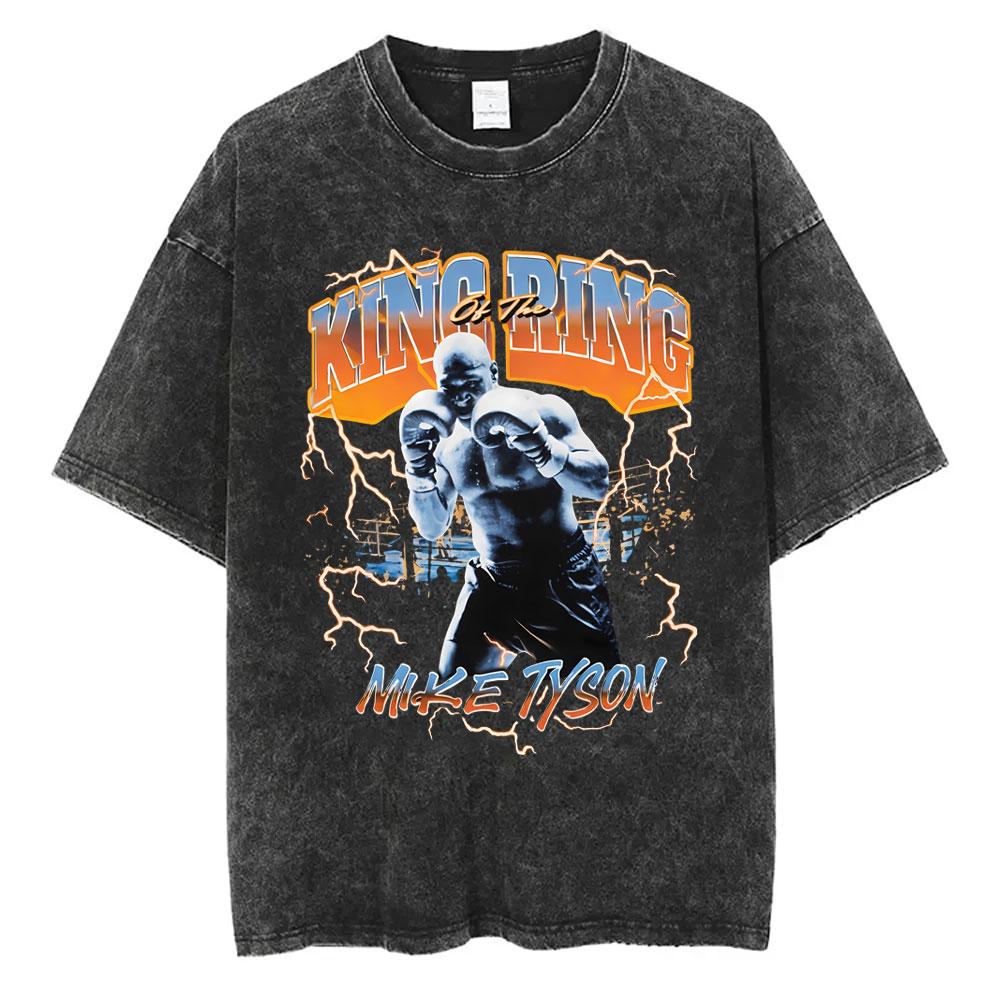 Gewaschenes Vintage Mike Tyson Prime Merch T-Shirt Herrenkleidung Hip Hop Gothic Rock T-Shirt Herren Fitnessstudio Übergroße T-Shirts Oberteile