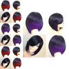 Elegant Short Mix Color Hair Wig With Natural Straight Synthetic Hair For Cosplay