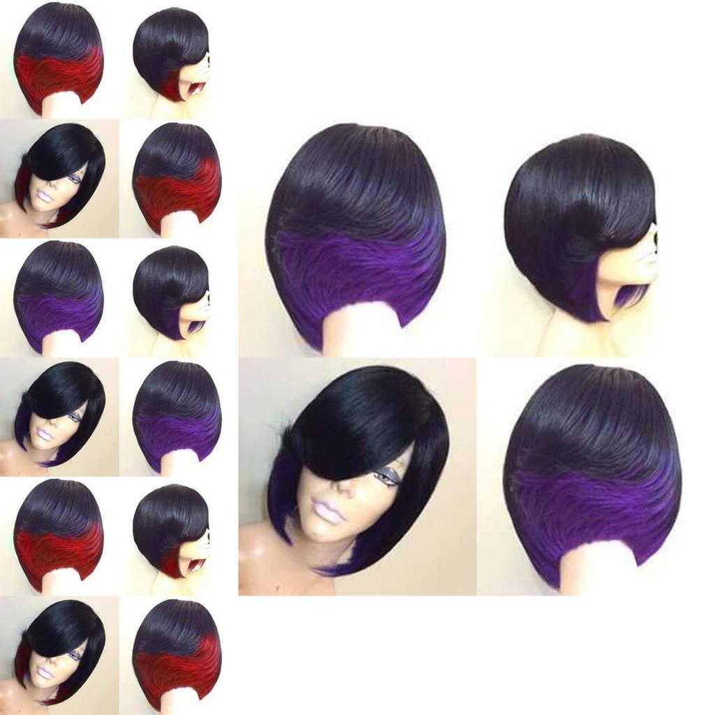 Elegant Short Mix Color Hair Wig With Natural Straight Synthetic Hair For Cosplay