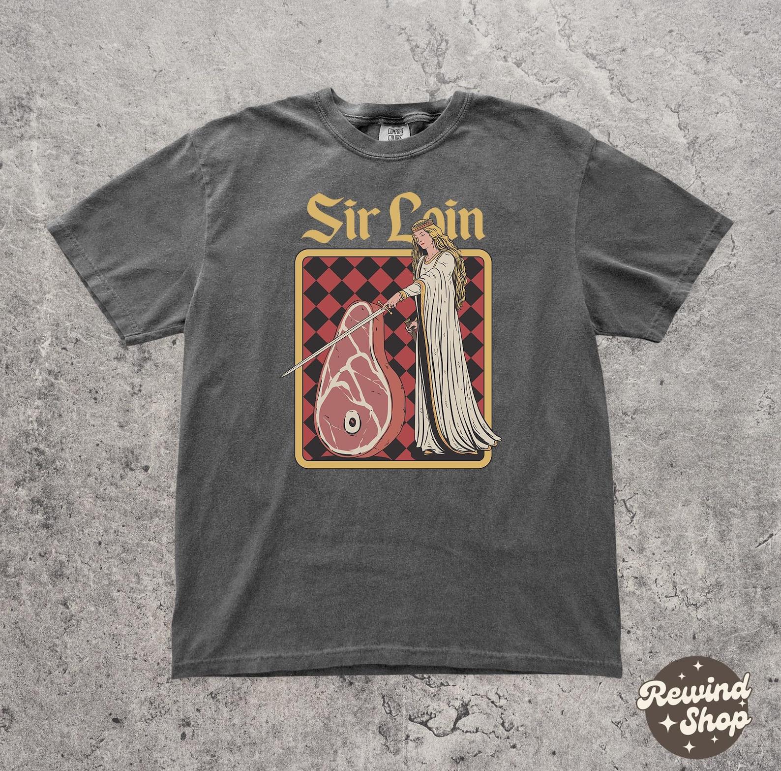 Sir Loin Comfort Colors T-Shirt - Steak Knight Shirt - Weirdcore Meme Graphic Tees S