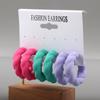 Korean 3 Pair/Set Acrylic Twisted Circle Hoop Earrings Dopamine Color Screw Thread C-Shaped Drop Earring for Women Jewelry Sets