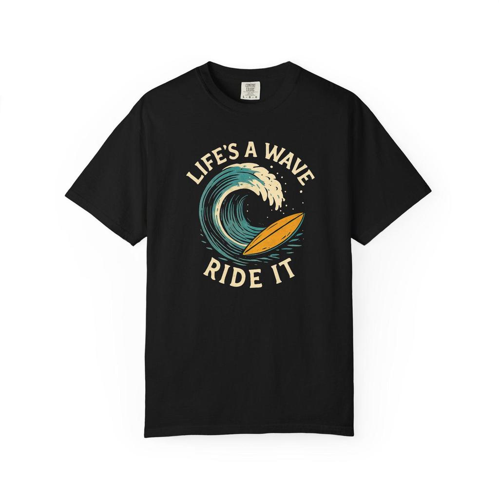 Vintage Surf T-Shirt: "Life's a Wave - Ride It" Comfort Colors Tee