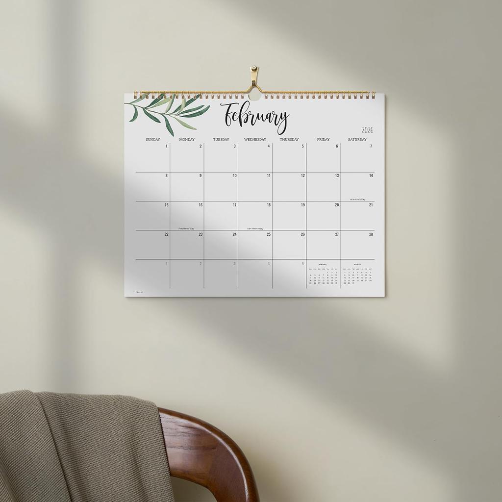 Cabbrix 2026 Wall Calendar, 12 Monthly Calendar Runs from January 2025 to December 2026, Home Schooling Planner for Family and School, Wirebound,15 x