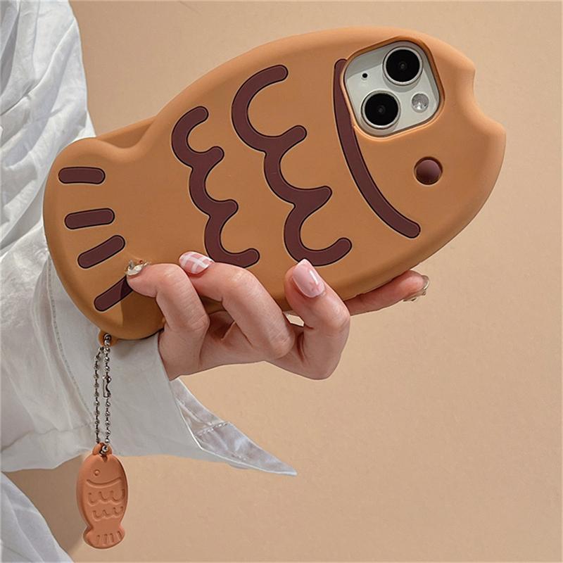 Japonya Sevimli 3d Snapper Yaki Silikon Telefon Kılıfı Iphone 14 13 12 11 Pro Max Güzel Balık Kolye Koruyucu Yumuşak Kapak Funda