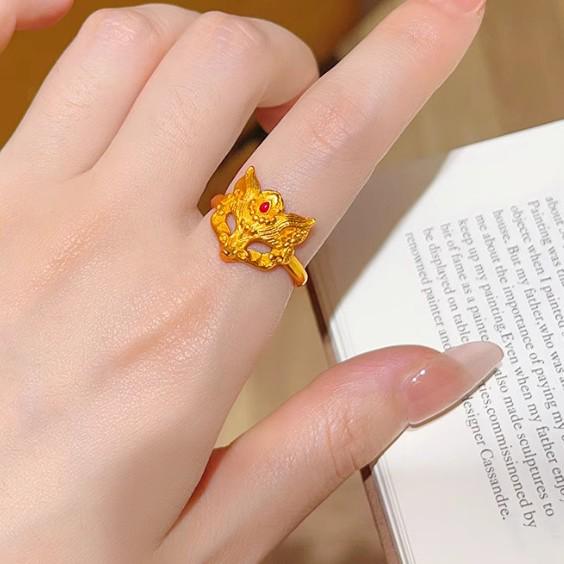 

Retro Fox Mask Ring - Women s Light Luxury Gold, New Chinese Style Jewelry