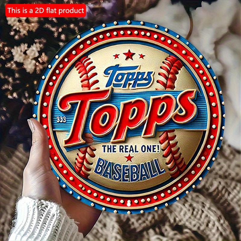 2d Flat 20*20cm Baseball Circular Wooden Plaque Red, White, and Blue Wooden Murals, Rustic Decor for Home, Garages Cafe, or Bar, Sports Themed Design.