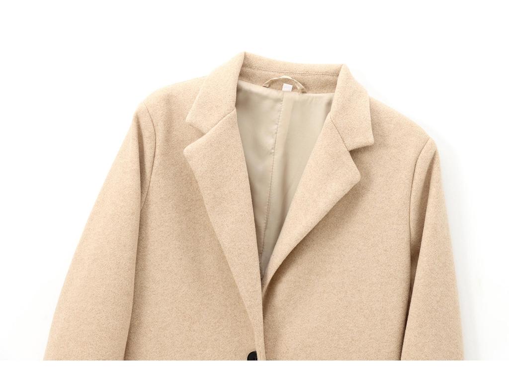 2024 Women's Off-White Long Sleeve Soft Lapel Coat - European & American Autumn Style