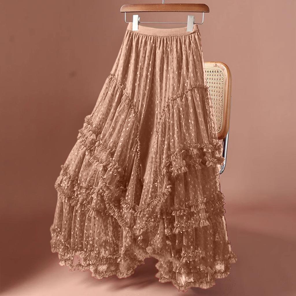 Ladies' Large Love Mesh Half Skirt Yarn Skirt